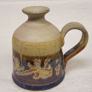 Signed studio art pottery vase  with handle made in St Jacobs Ontario